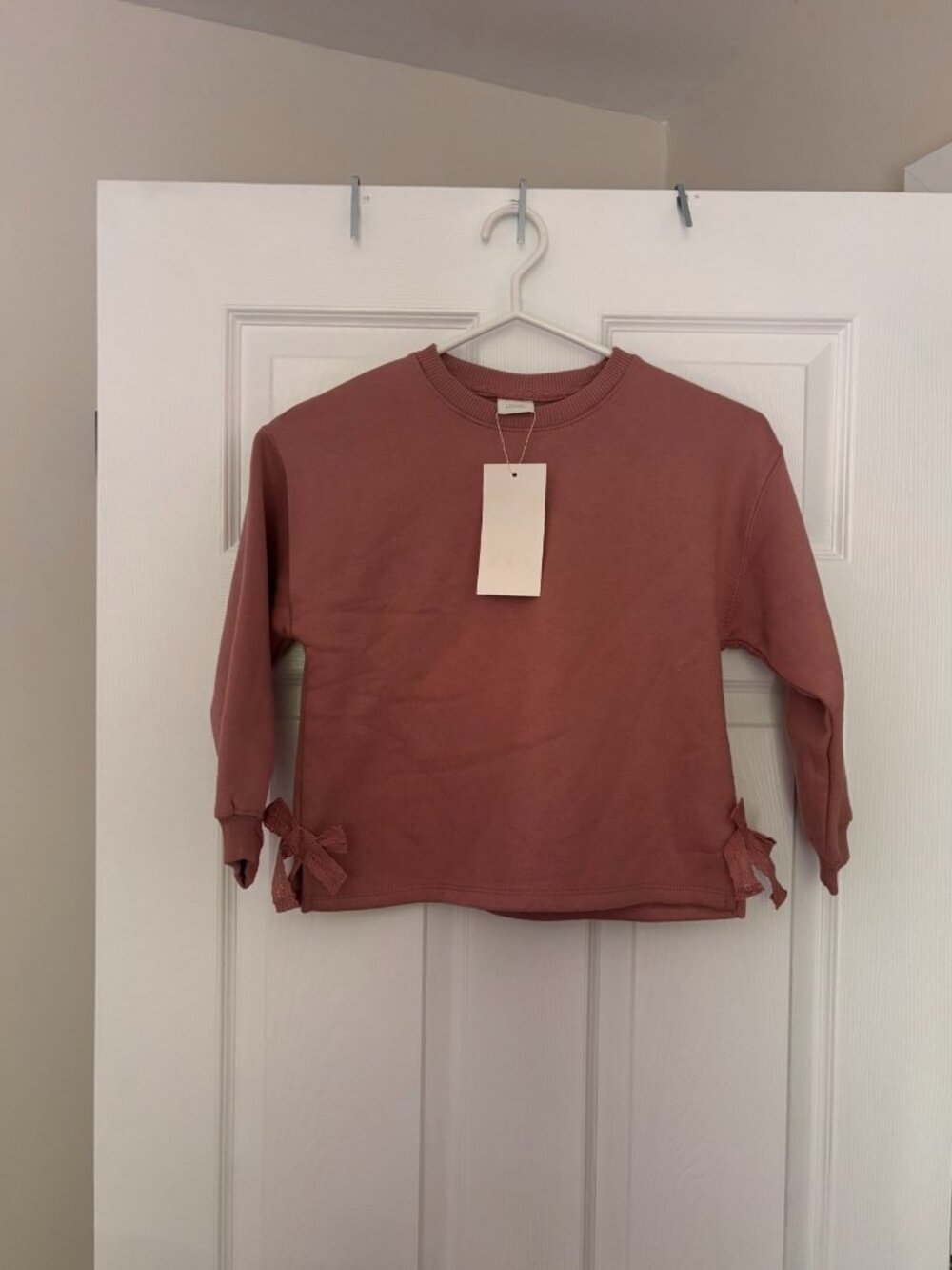Zara Kids Blush Pink Sweatshirt with Bow Detail (6 Years)
